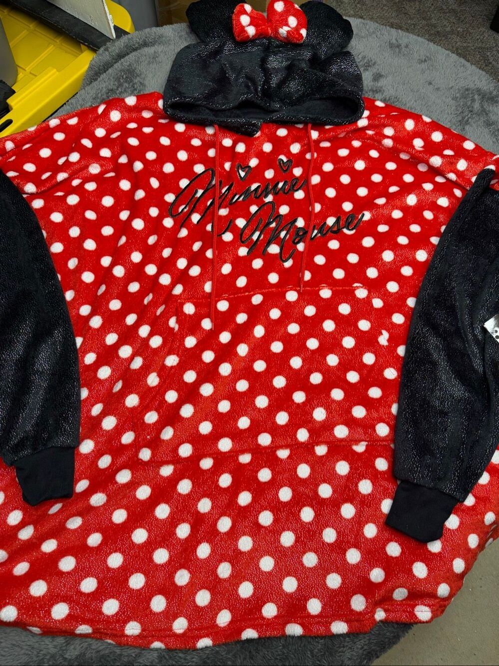 Disney Minnie Mouse Polka Dot Hoodie or Halloween Costume with Minnie Hood, Size